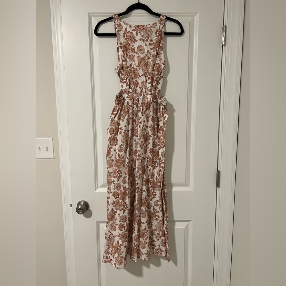Pink floral midi dress